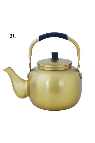 Generic 3L Heat-insulated gold aluminum kettle with black handle