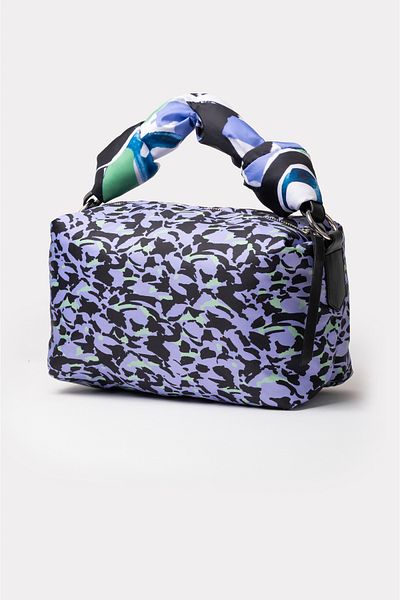 ICONE BAG Purple Patterned Printed Women's Bag with Scarf and Chain Accessory - Hand and Shoulder Cloth