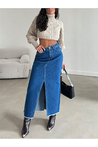 Dema Fusta lungă din denim pentru femei, 100% bumbac