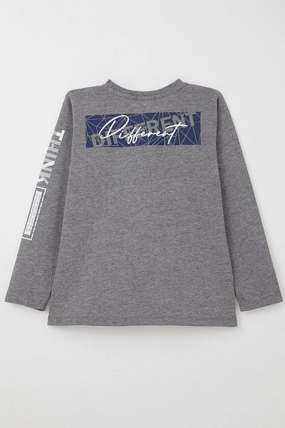 Breeze Long Sleeve T-Shirt for Boys Motivational Themed Back Printed 6-12 Years Old, Dark Grey Melange