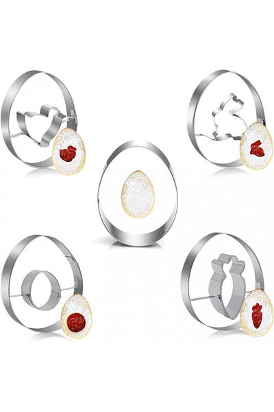 WELLXUNK Set de 5 forme pentru prajituri de Paste WELLXUNK, otel inoxidabil, argintiu, 7 x 5 cm