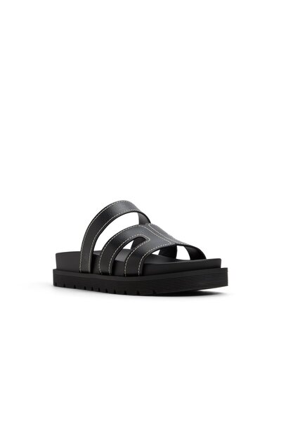 Call it Spring Black Casablancaaa Flat Sandals For Women