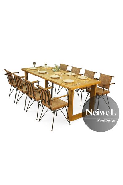 Neiwel Doer Doğal Ahşap Yemek Masası-100-220