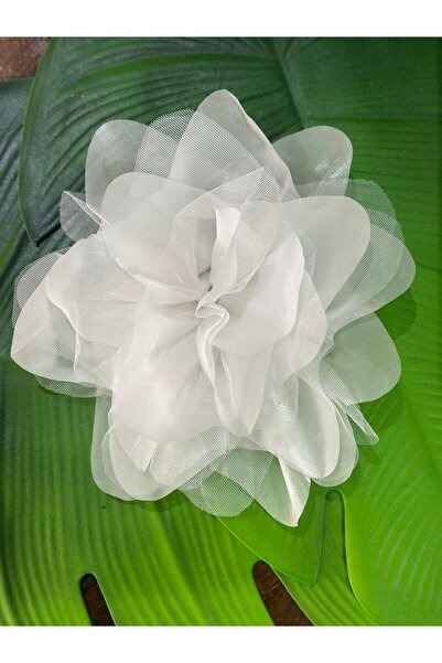 Gönülden Tasarım BEYAZ KABARTMA TÜL ÇİÇEK DİKİŞ GİYİM AKSESUARI 26 X 26 CM