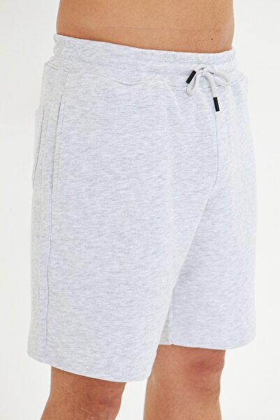 The Champ Clothing Ανδρικό βαμβακερό σορτς μέχρι το γόνατο σε γκρι μελανζέ – Άνετη εφαρμογή, με κορδόνι και διπλές τσέπες,