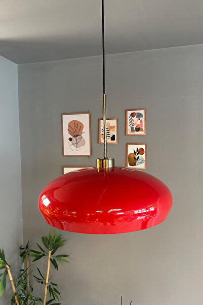 Bamyum Estrela Kırmızı Tekli Avize İnce Eskitme Başlık Iç Mekan Aydınlatma Dekoratif Mutfak Cafe Salon