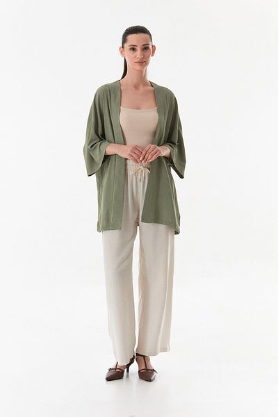 Fulla Moda Basic Wrap Fabric Shawl Collar Kimono