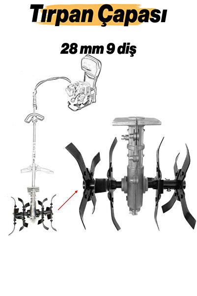 Badem10 Solax 28 mm 9 Diş Tırpan Yedek Çapa Aparatı Bıçağı MTP2 Toprak İşleme Belleme Çapalama Uyumlu
