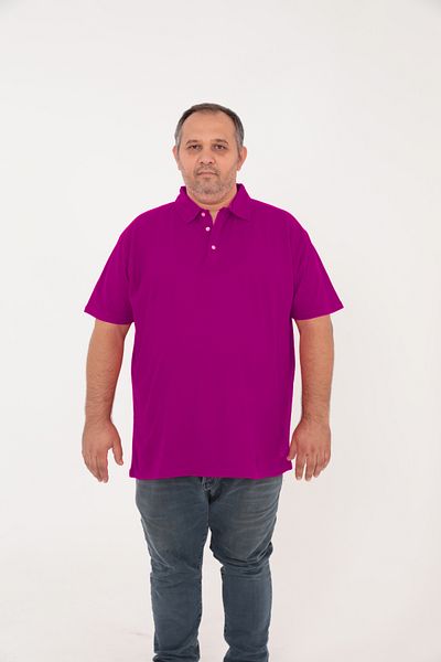 BİG NONA Plus Size Unisex Polo Neck T-Shirt