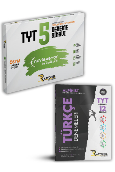 Rasyonel Yayınları TYT Tüm Dersler 5'li Deneme ve TYT Alpinist Türkçe 12 AŞAM...