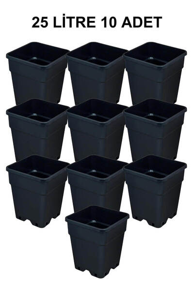 Grow Wizard Plastik Kare Saksı 25 Litre 10 Adet