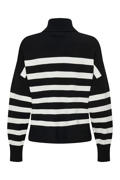 ONLY Pulover de damă negru cu dungi cu gât roscat 15325320