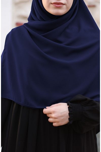 suhneva Large Size Medina Silk Scarf - Navy Blue