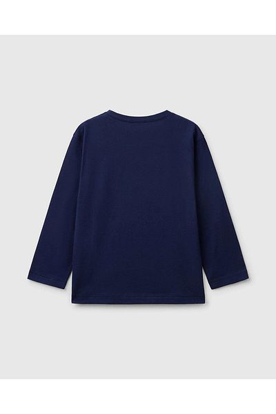 United Colors of Benetton Tricou cu mânecă lungă cu imprimeu Benetton bleumarin pentru băiat
