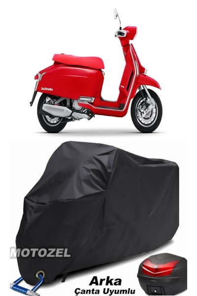 MotoZEL حقيبة خلفية سوداء من Lambretta G350 ومغطى بقماش دراجة نارية متوافق مع...