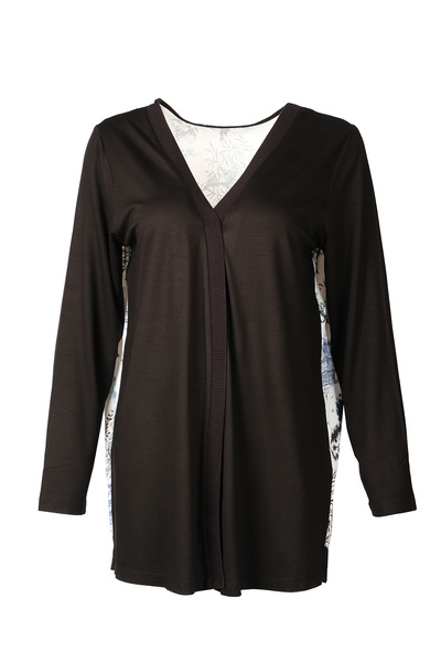 Vedi -bb Жіночий довгий рукав V-подібний комір міді кардиган - мінімалістичний стиль