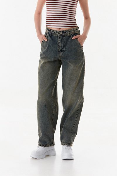 Fulla Moda Distressed Look High Waist Skater Jean