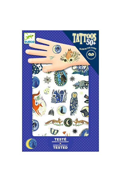 djeco Tatuaje temporare fosforescente Animale nocturne, Djeco, editie speciala