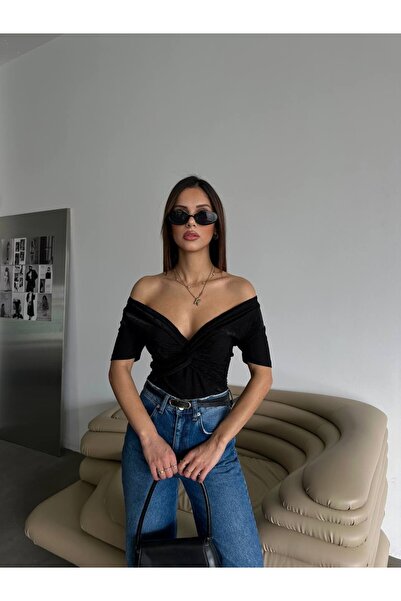 Laressi بلوزة جاكار متقاطعة من الأمام