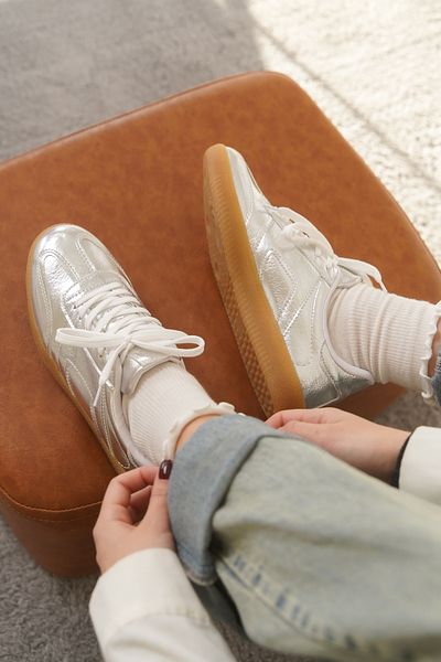 Moda Değirmeni Pantofi pantofi cu blocuri de culoare argintii pentru femei MD1095-101-0002