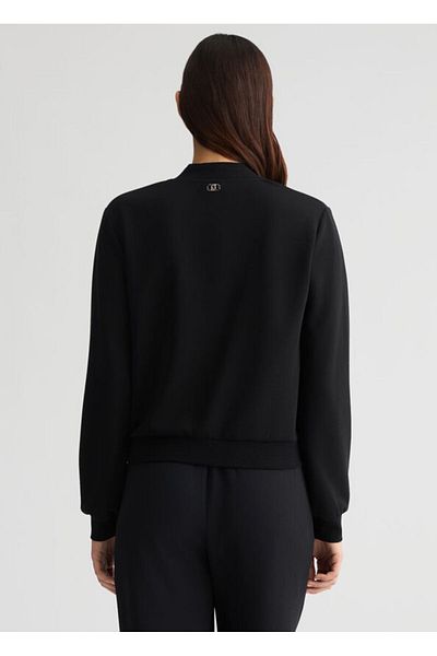 Liu Jo Women's Black Sweatshirt V Neck Short Length Long Sleeve Button Closure