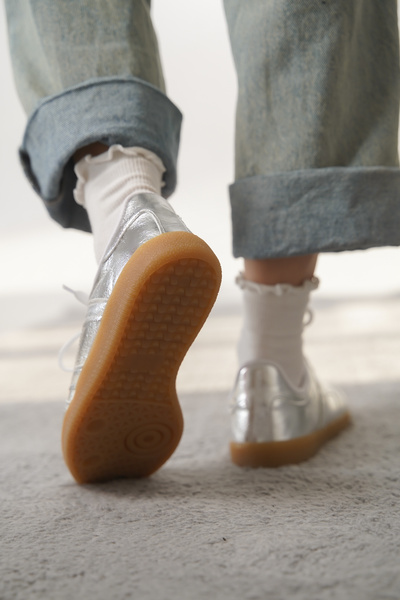 Moda Değirmeni Silver Women's Color Blocked Sneaker Shoes Md1095-101-0002