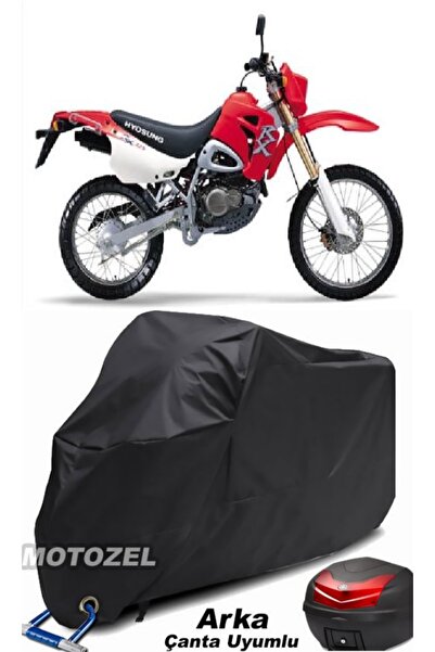 MotoZEL Hyosung RX 125 حقيبة خلفية سوداء وقفل متوافق مع القماش المشمع للدراجا...