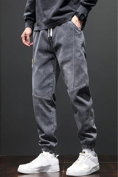 Oksit Ανδρικό τζιν παντελόνι Jogger Cut Reax Joss με ελαστικό κορδόνι στη μέση και στο πόδι