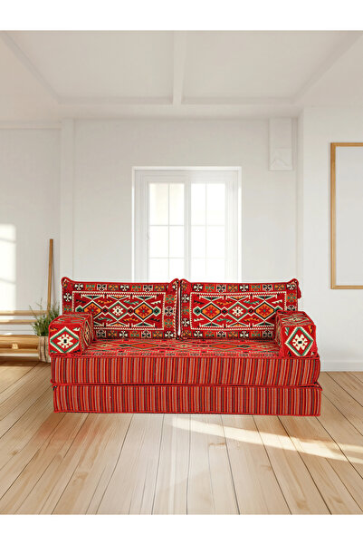 BAKIRÖZÜ HOME Şark Köşesi Takımı 40 CM MİNDER KALINLIĞINDA Kırmızı Anadolu Modeli Takımı