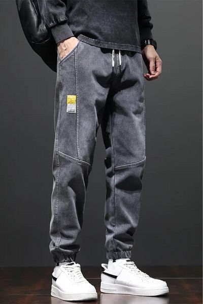 Oksit Ανδρικό τζιν παντελόνι Jogger Cut Reax Joss με ελαστικό κορδόνι στη μέση και στο πόδι