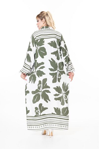 mervemoda γυναικείο μακρυμάνικο plus size υφαντό καλοκαιρινό μακρυμάνικο φόρεμα