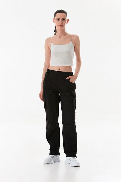 Fulla Moda Parachute Fabric Trousers with Belts and Leg Stoppers and Cargo Pockets