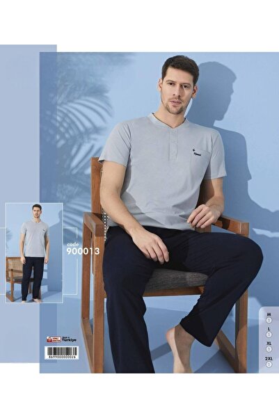 Hirazenmoda Men's Combed Cotton Men's Short Sleeve Pajama Suit