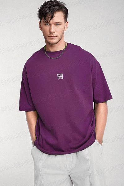 Teenage Millionaire Ανδρικό μπλουζάκι Salas Free Life Purple Crew Neck Oversize