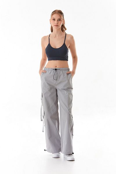 Fulla Moda Cargo Pocket Gabardine Trousers with Waist and Leg Stoppers