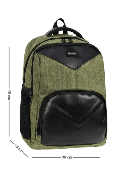 barberri Unisex Modern Faux Leather Detailed 3 Compartment School Backpack