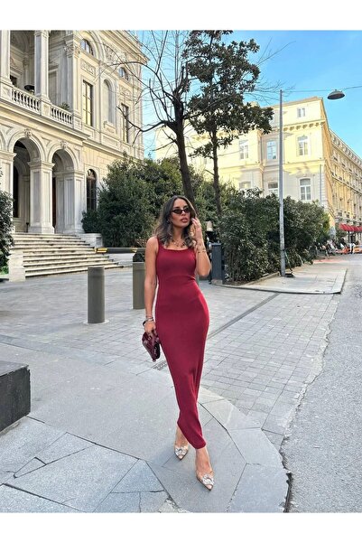Ecenin Favorileri Φόρεμα με σχισμή μπορντό