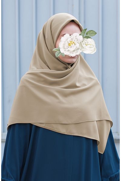 suhneva Large Size Beige Medina Silk Scarf