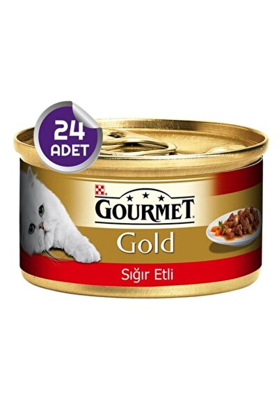 Gourmet Gold Parça Etli Sığırlı Yetişkin Kedi Konserve Yaş Maması 24x85 gr