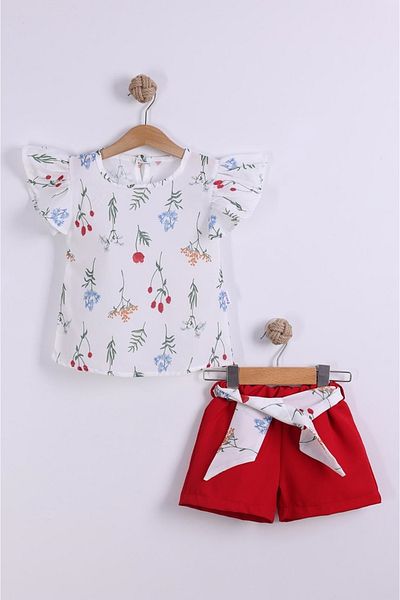 diamondstar Girl's Floral Patterned Shorts Set for Age 2/5
