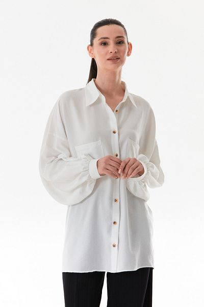 Fulla Moda Cămașă Fullamodest Oversize cu mâneci cu balon