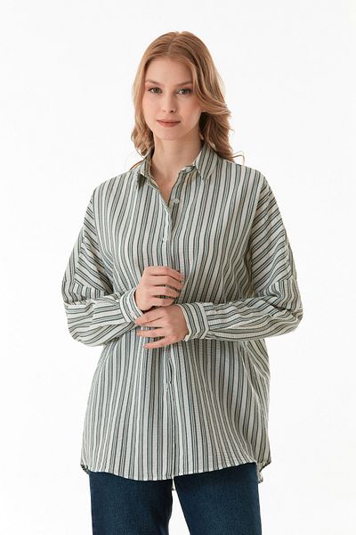 Fulla Moda Πουκάμισο με ριγέ κουμπιά