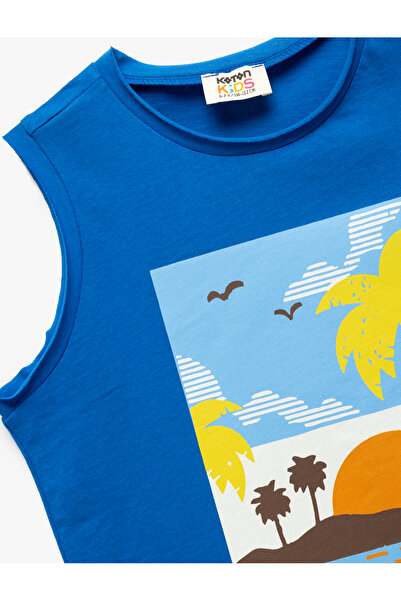 Koton Baskı Detaylı Kolsuz Bisiklet Yaka Pamuklu Atlet