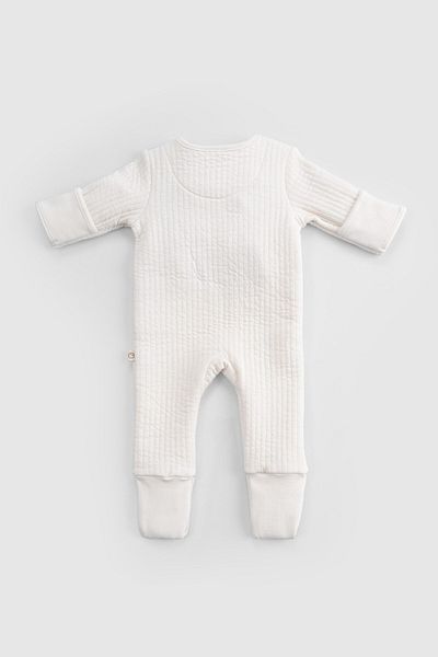Little Gusto Quilted Ecru Baby Rompers with Booties and Gloves