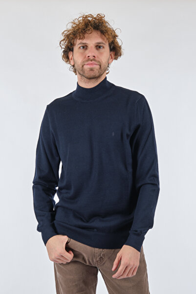 San&Fa Сорочка з коміром на ґудзиках, довгими рукавами, темно-синя, чоловіча кофта 152213