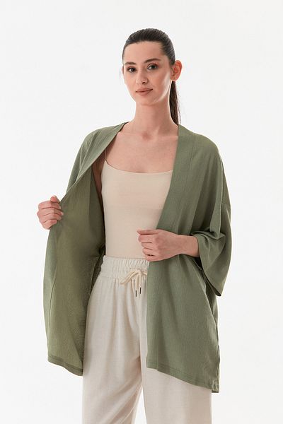 Fulla Moda Basic Wrap Fabric Shawl Collar Kimono