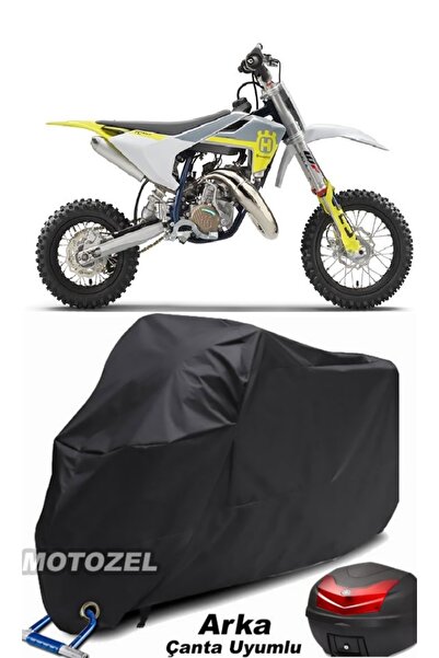 MotoZEL Husqvarna TC 50 حقيبة خلفية سوداء وقفل متوافق مع القماش المشمع للدراج...