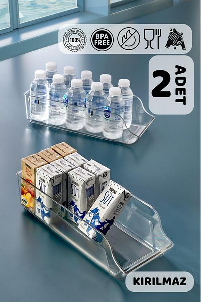 HOMENIVA 2-Piece Maxi Transparent Closet Organizer - Unbreakable Ultra-Sturdy Beverage Organizer Box