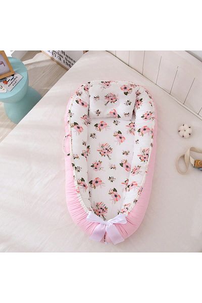 Choice Pink Flowers Baby Nest For Co Sleeping Newborn Baby Lounger Cotton Breathable Adjustable Baby Crib I