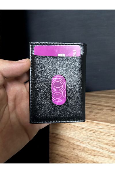 GLOBİFYA New Generation Card Holder with Snap Closure Black Wallet with Cash Coin & Plenty of Card Holders